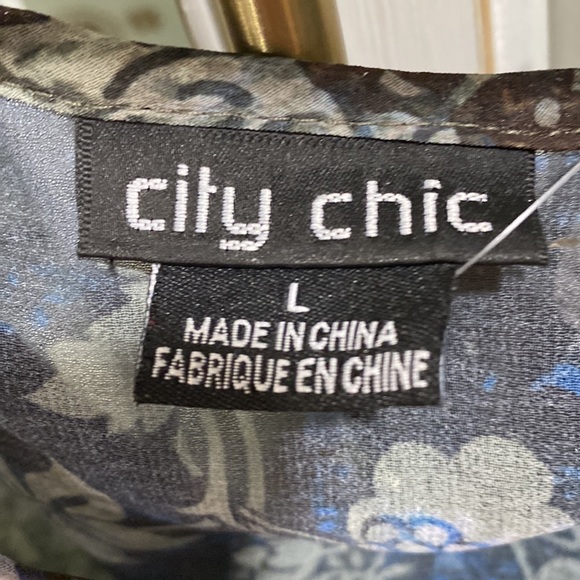 161. City Chic Dress Oversized floral open sleeve sheer top w/ zipper on skirt - Picture 5 of 11